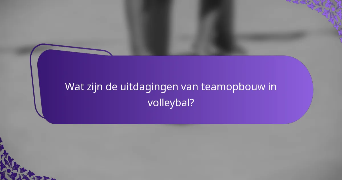 Wat zijn de uitdagingen van teamopbouw in volleybal?