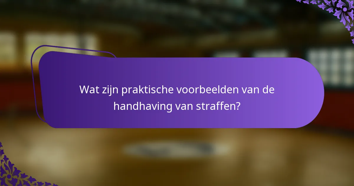 Wat zijn praktische voorbeelden van de handhaving van straffen?